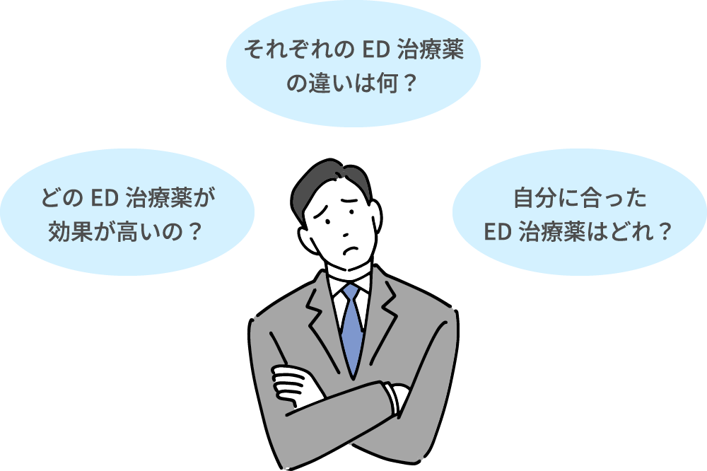 ED治療薬の選び方で悩む男性